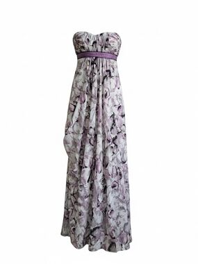 BCBGMaxAzria Lavender Floral Strapless Maxi Dress